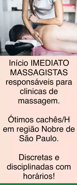 VAGAS PARA MASSAGISTAS. BAIRRO JARDINS - PRÉ SELEÇÃO (11) 98300-1853